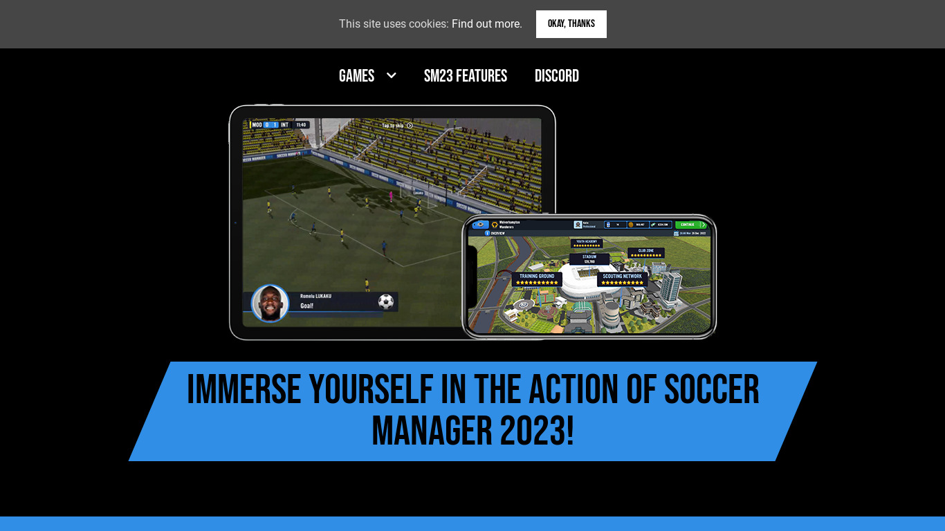 Soccer Manager 2016 Landing page