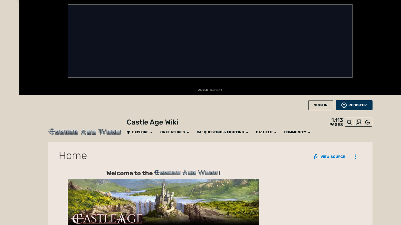Castle Age Landing page