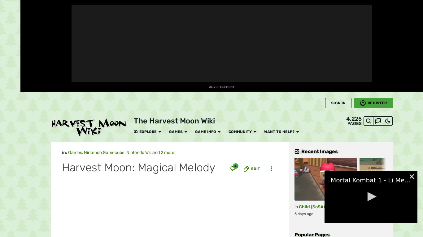 Harvest Moon: Magical Melody Landing page