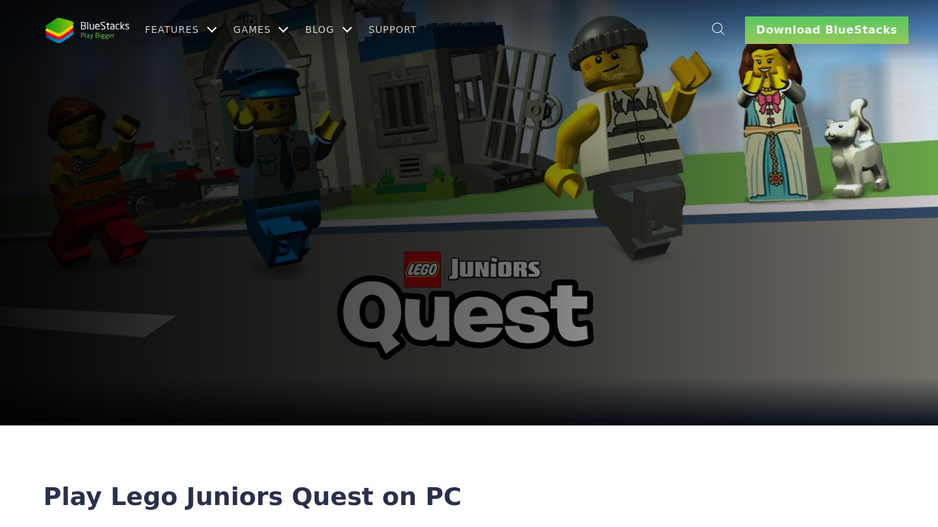 Lego Juniors Quest Landing page