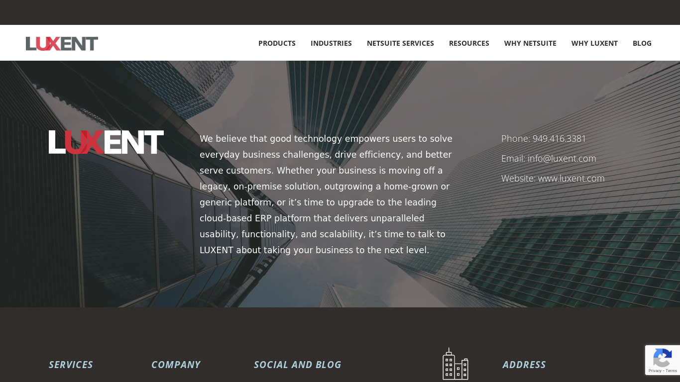 Luxent Landing page