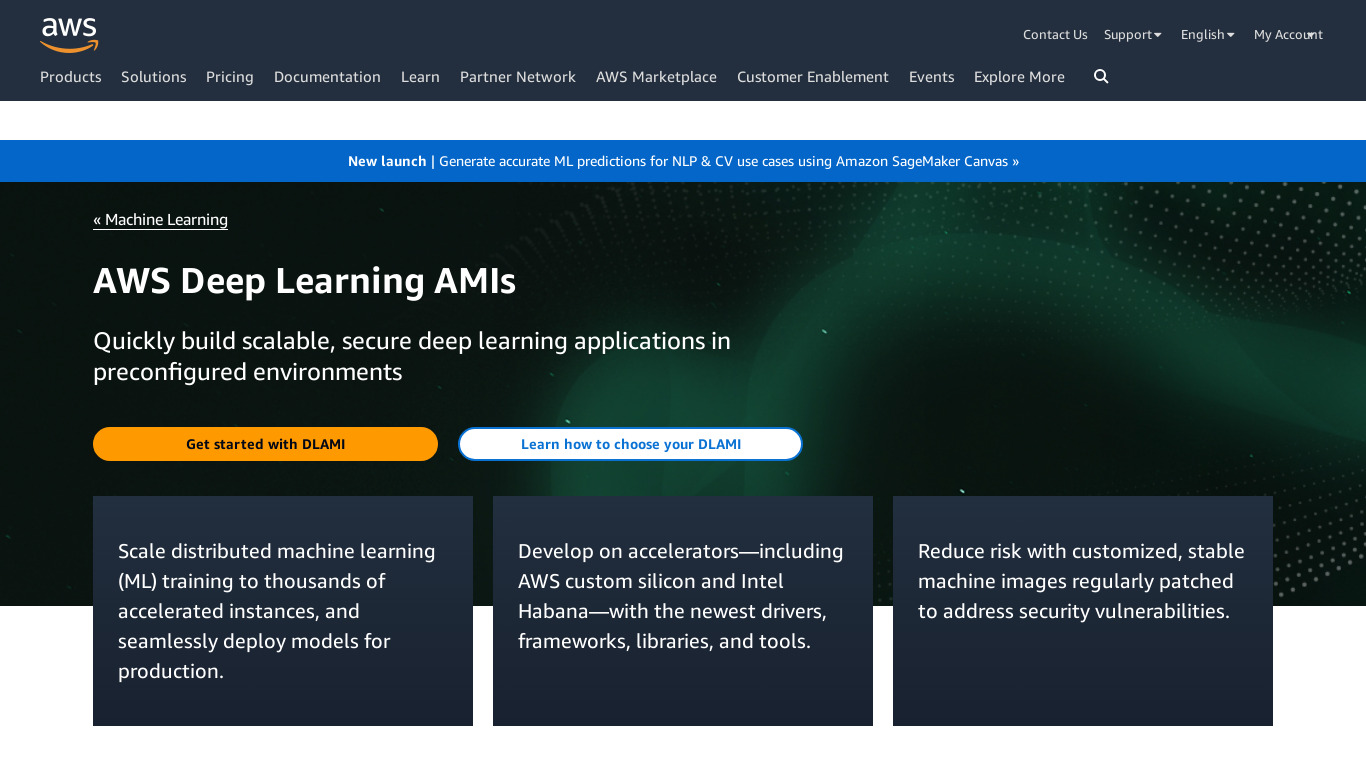 AWS Deep Learning AMIs Landing page