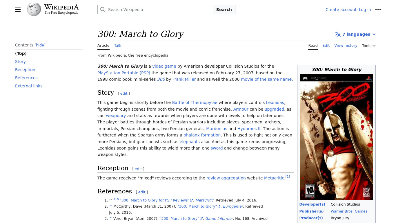 300: March to Glory Landing page
