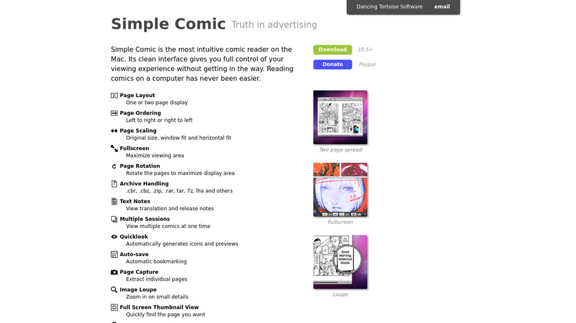 SimpleComic Landing Page