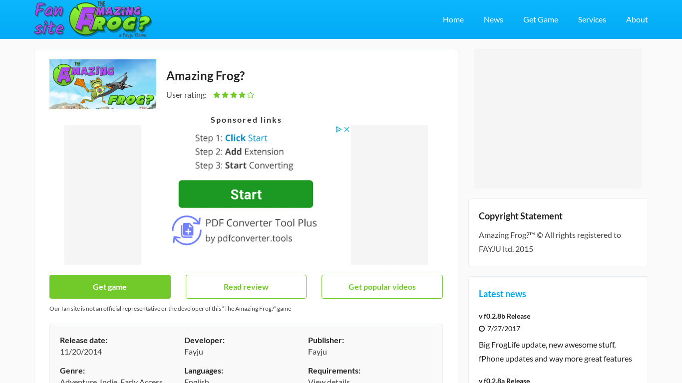 Amazing Frog? Landing page