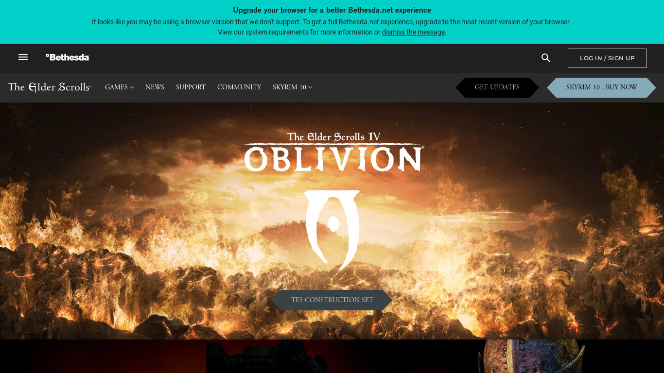 The Elder Scrolls 4: Oblivion Landing page