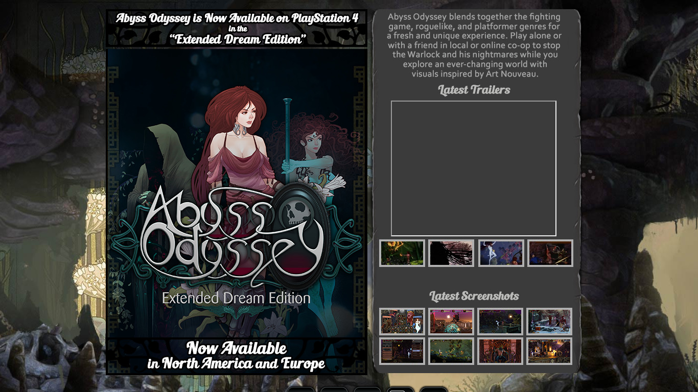 Abyss Odyssey Landing page