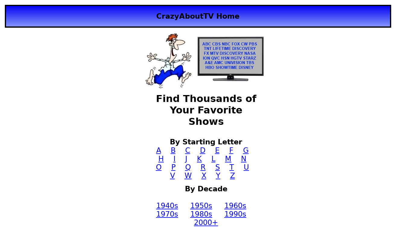 Tvcrazy Landing page