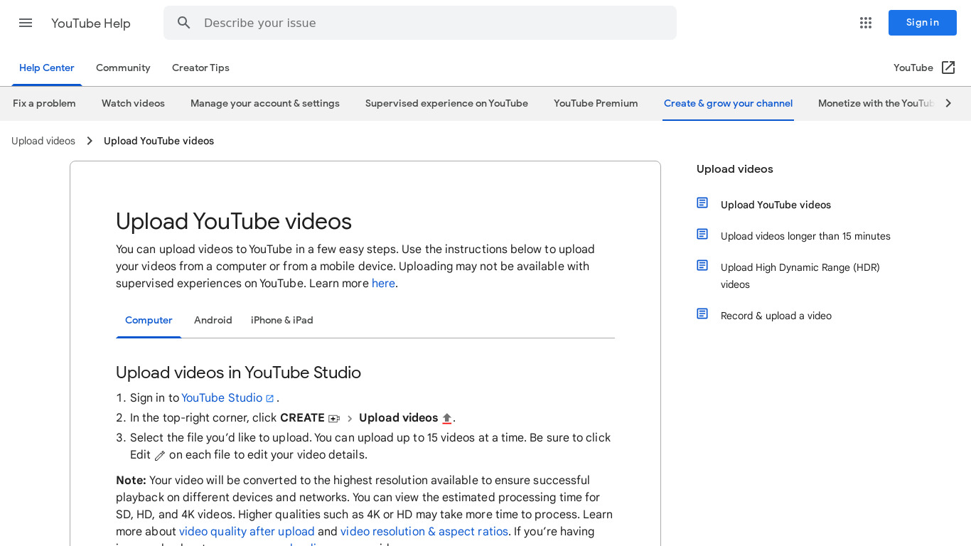 YouTube Video Editor Landing page