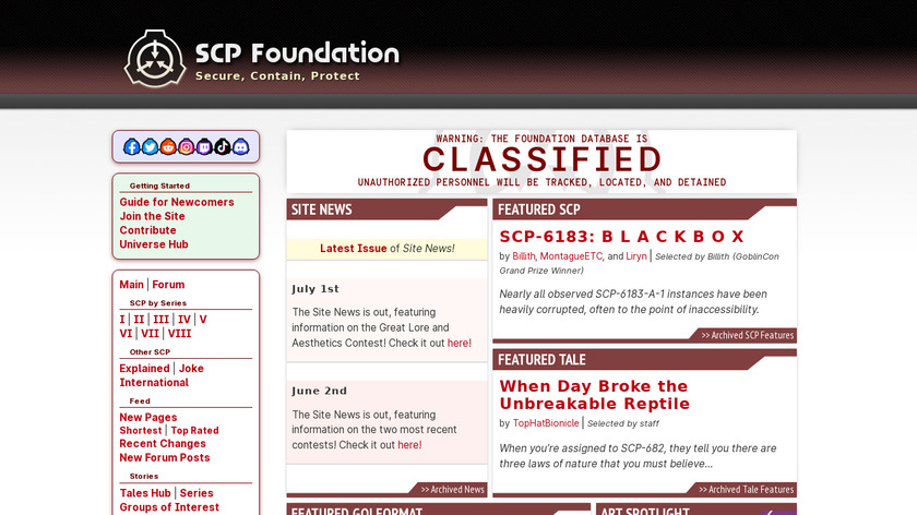 SCP Foundation (Wiki) Landing Page