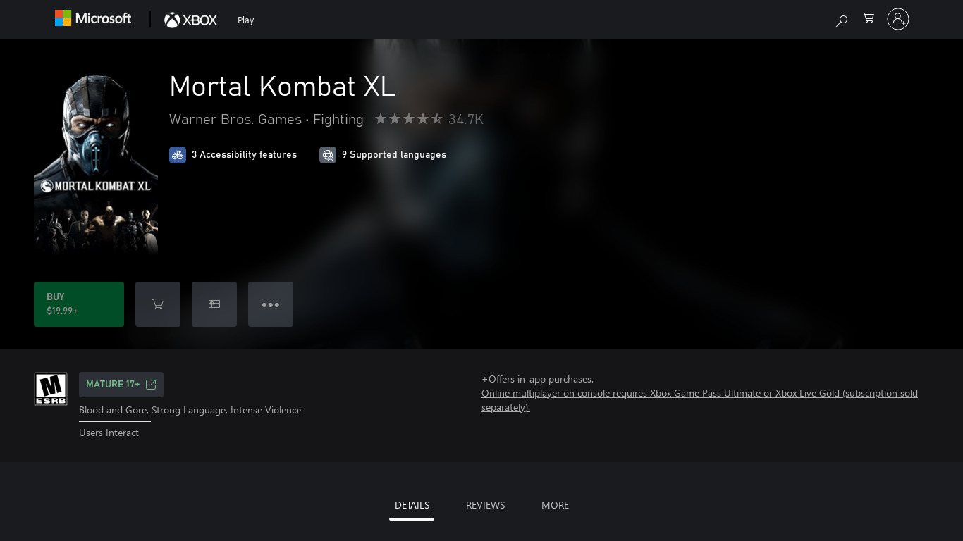 Mortal Kombat XL Landing page
