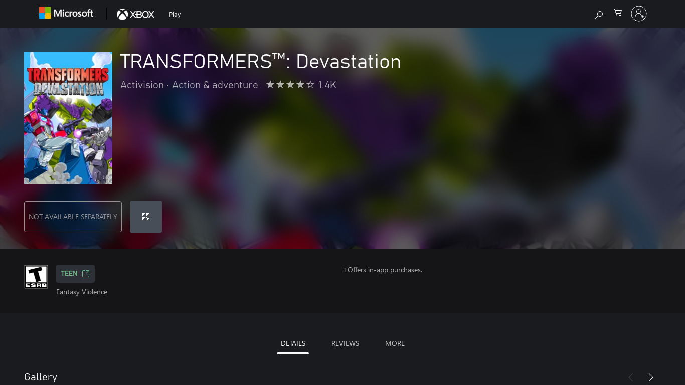 TRANSFORMERS: Devastation Landing page