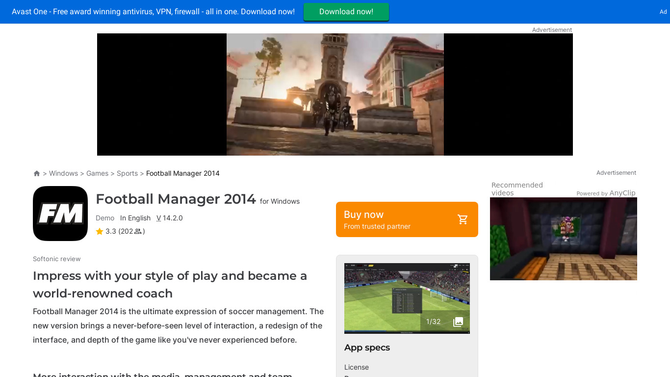 Football Manager 2014 Landing page