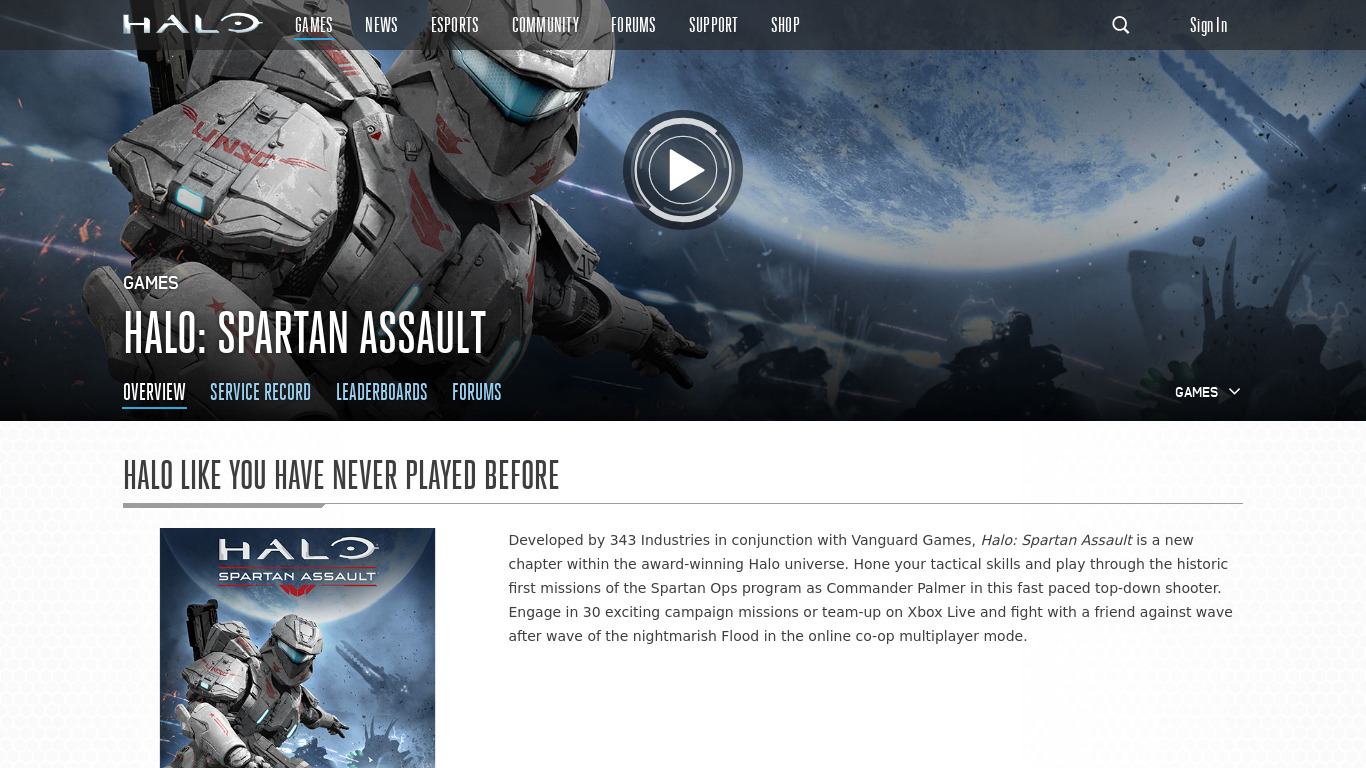 halowaypoint.com Halo: Spartan Assault Landing page