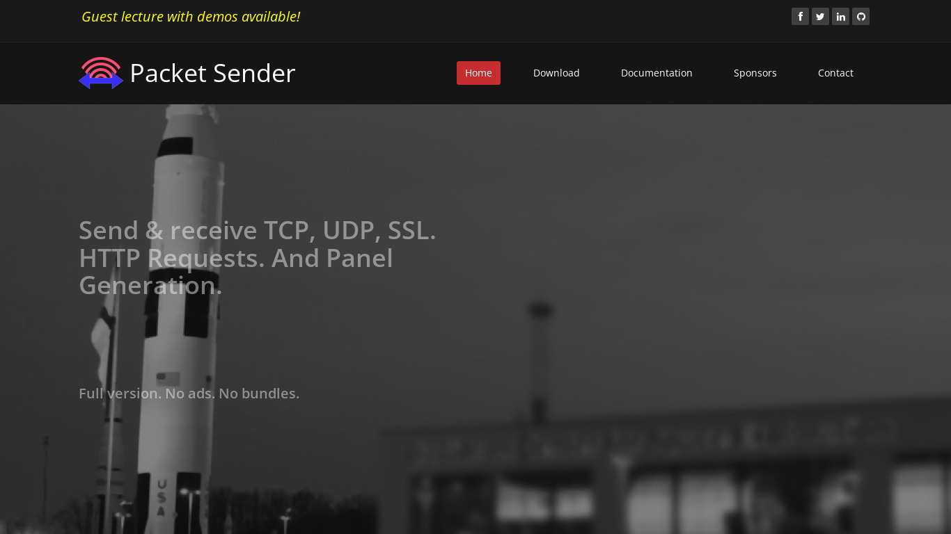 Packet Sender Landing page