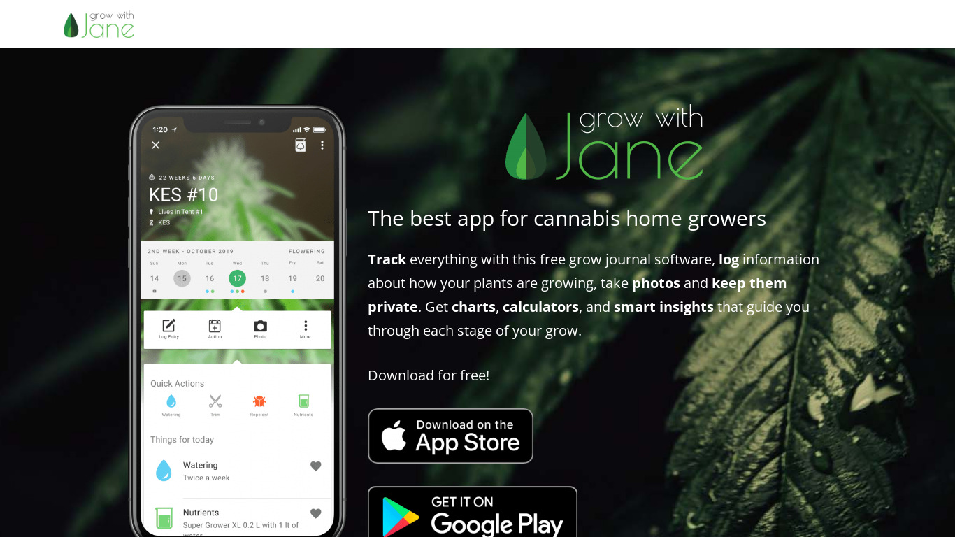 Grow With Jane Landing page