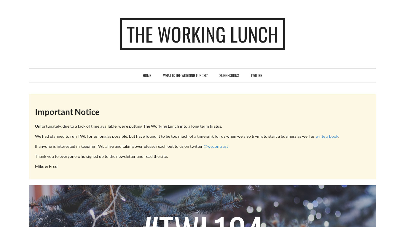 The Working Lunch 👻 Landing page