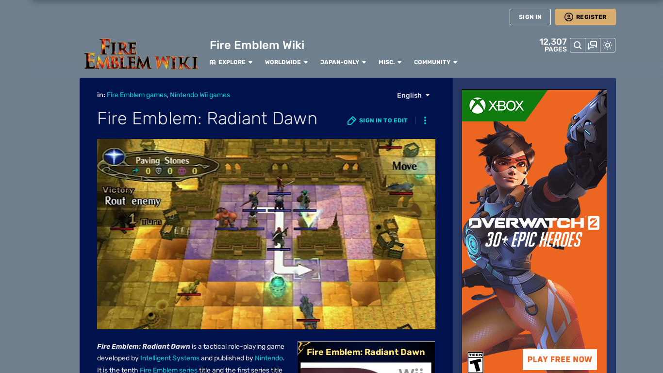 Fire Emblem: Radiant Dawn Landing page