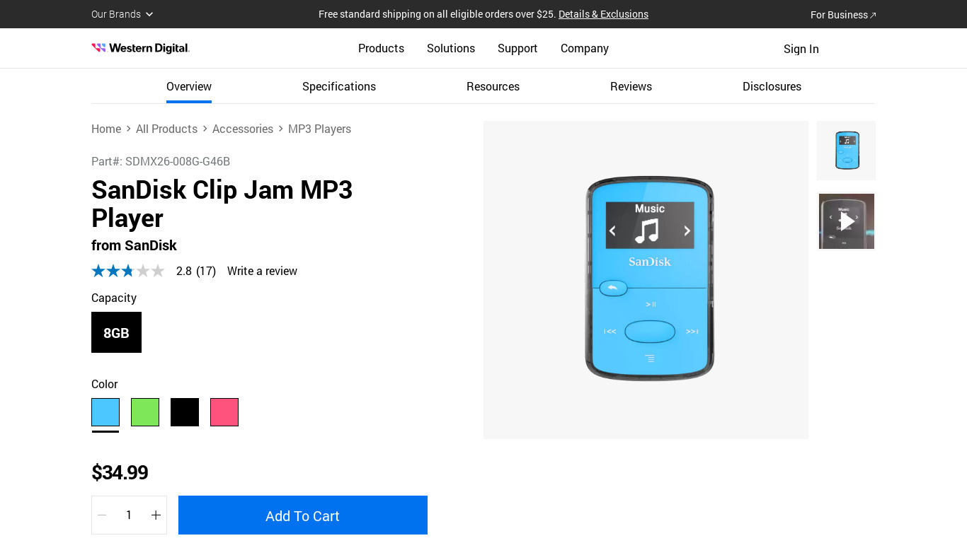 SanDisk Clip Jam Landing page