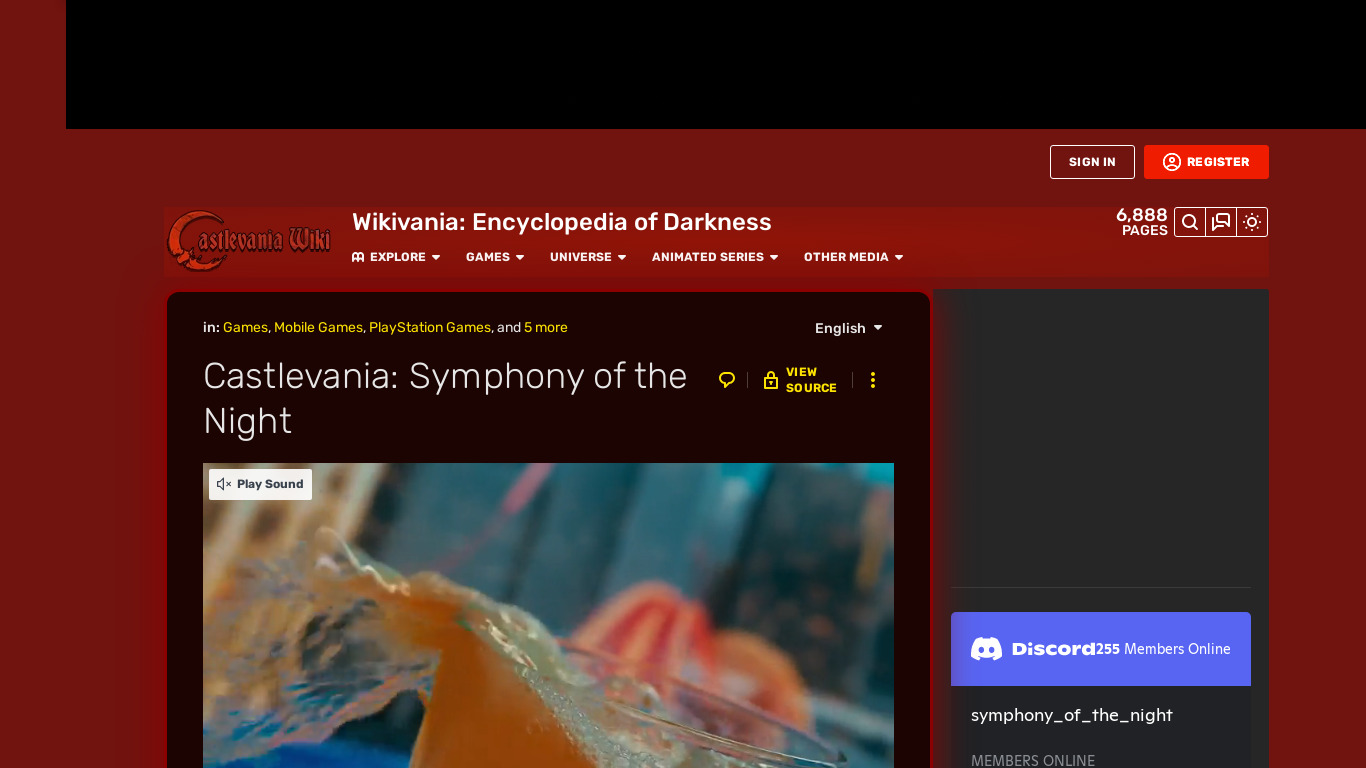 Castlevania: Symphony of the Night Landing page
