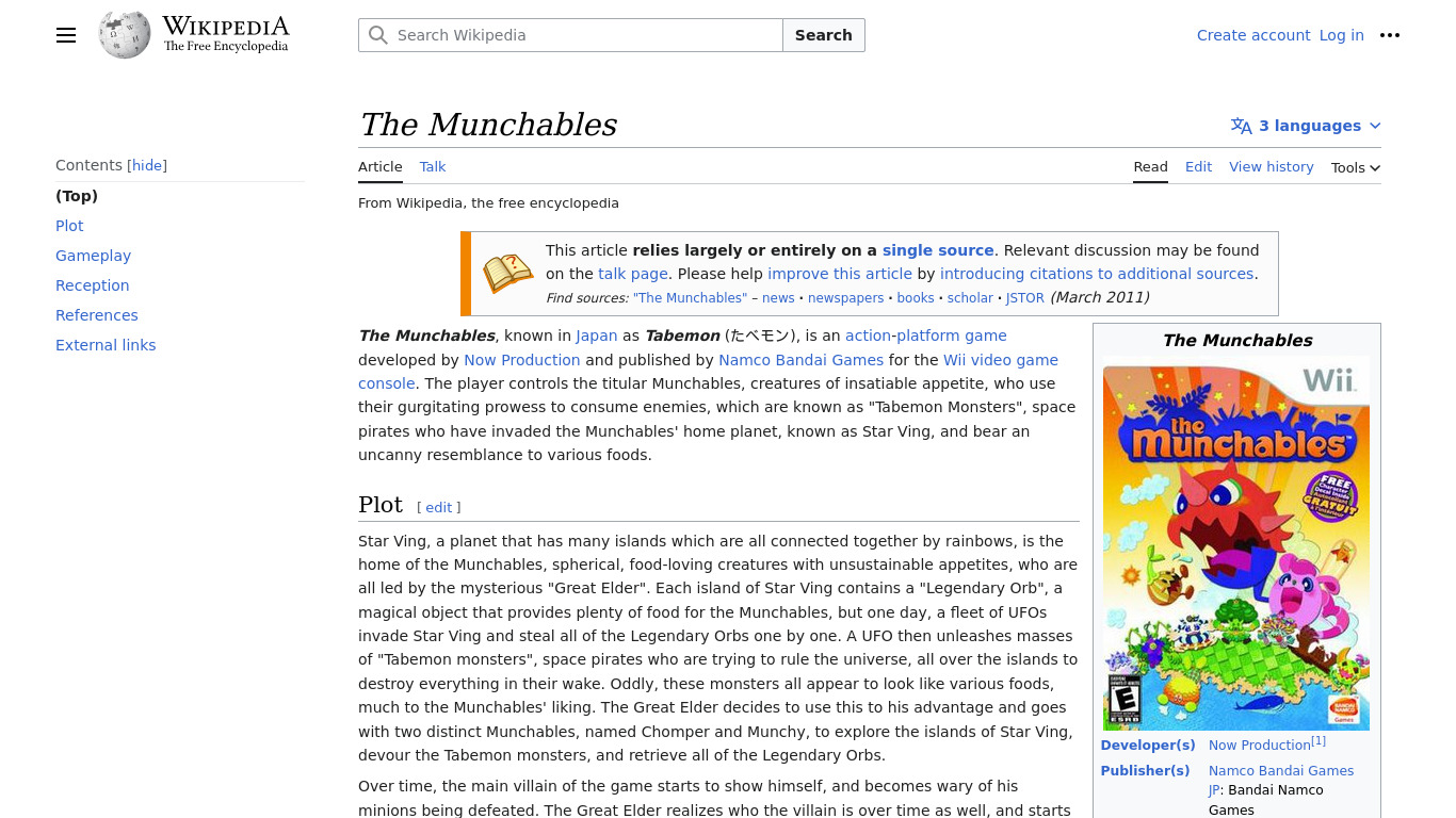 The Munchables Landing page