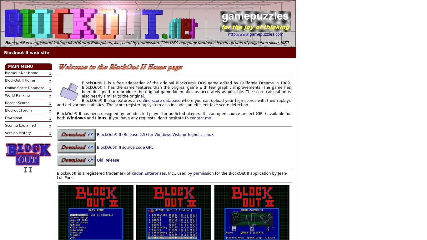 BlockOut 2 Landing page