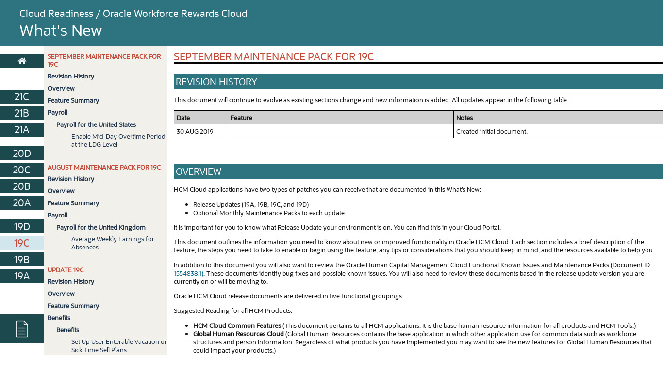 Oracle Workforce Rewards Cloud Landing page