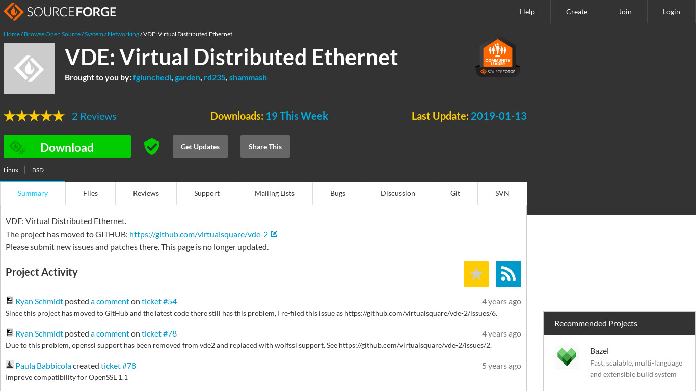 VDE: Virtual Distributed Ethernet Landing page
