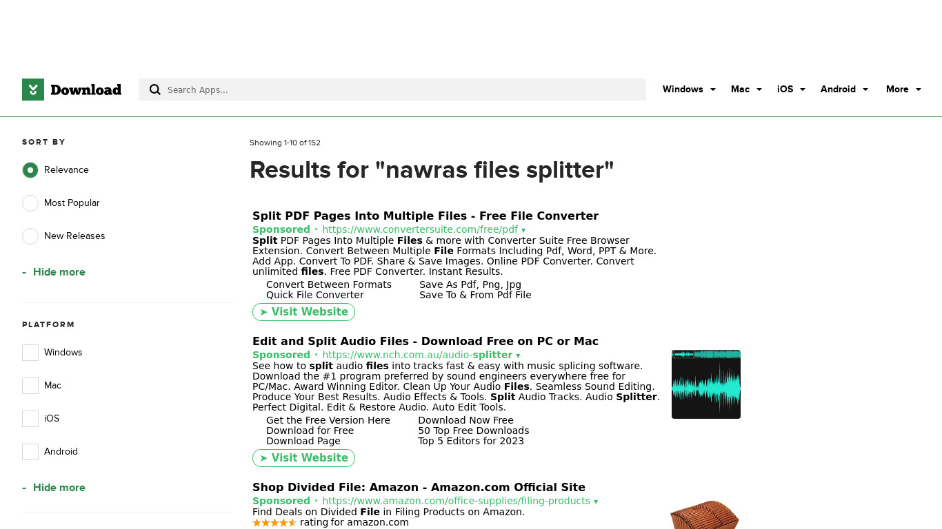 Nawras Files Splitter Landing page