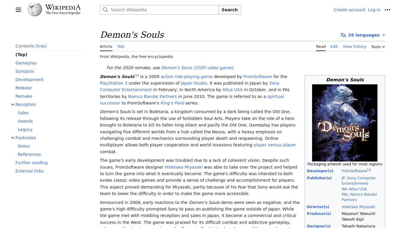 Demon’s Souls Landing page