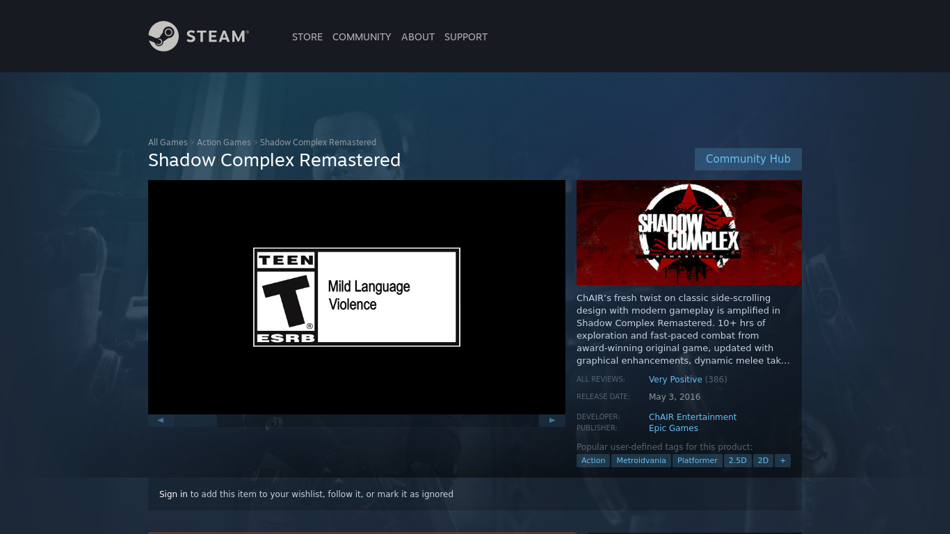 Shadow Complex Remastered Landing page