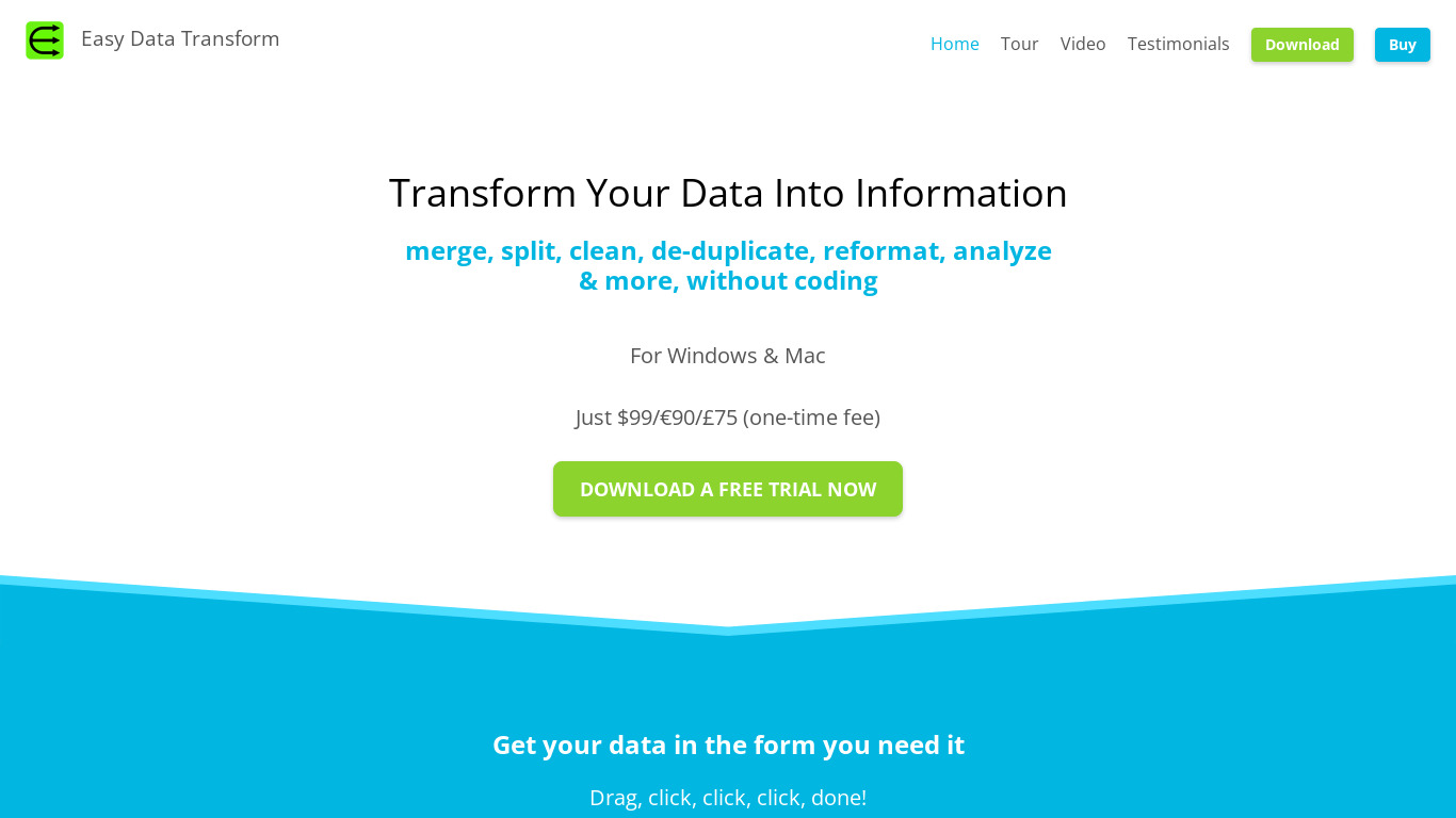Easy Data Transform Landing page