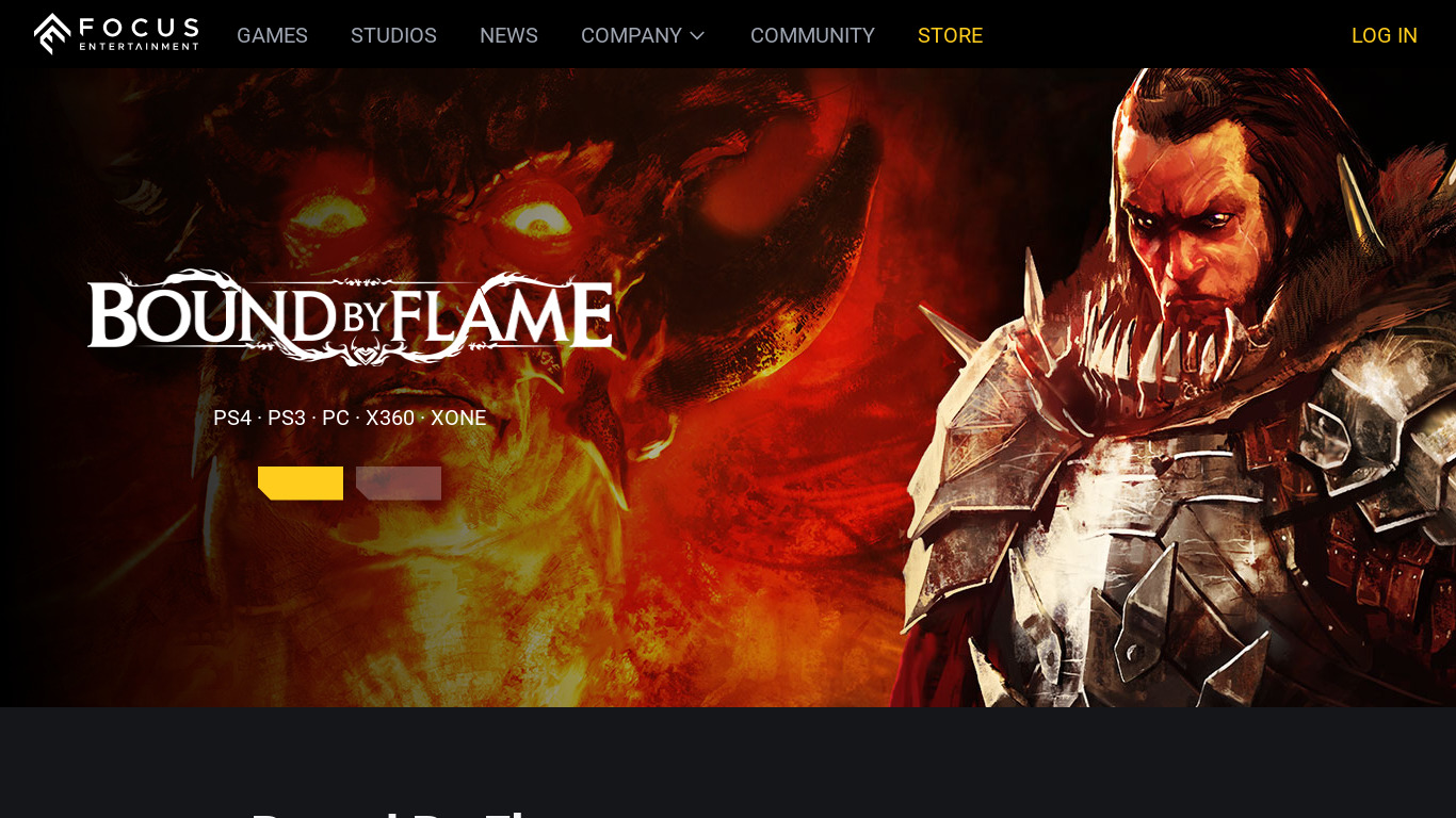 Bound by Flame Landing page