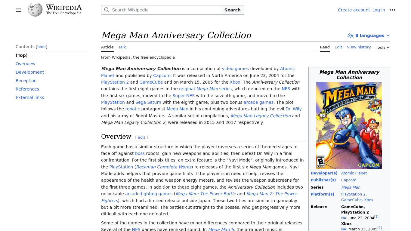 Mega Man Anniversary Collection Landing page