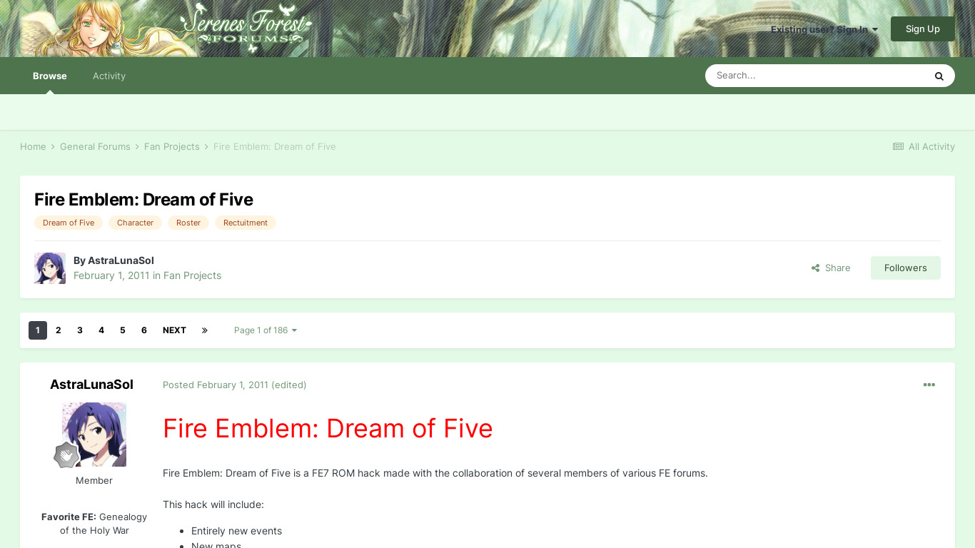 Fire Emblem: Dream of Five Landing page