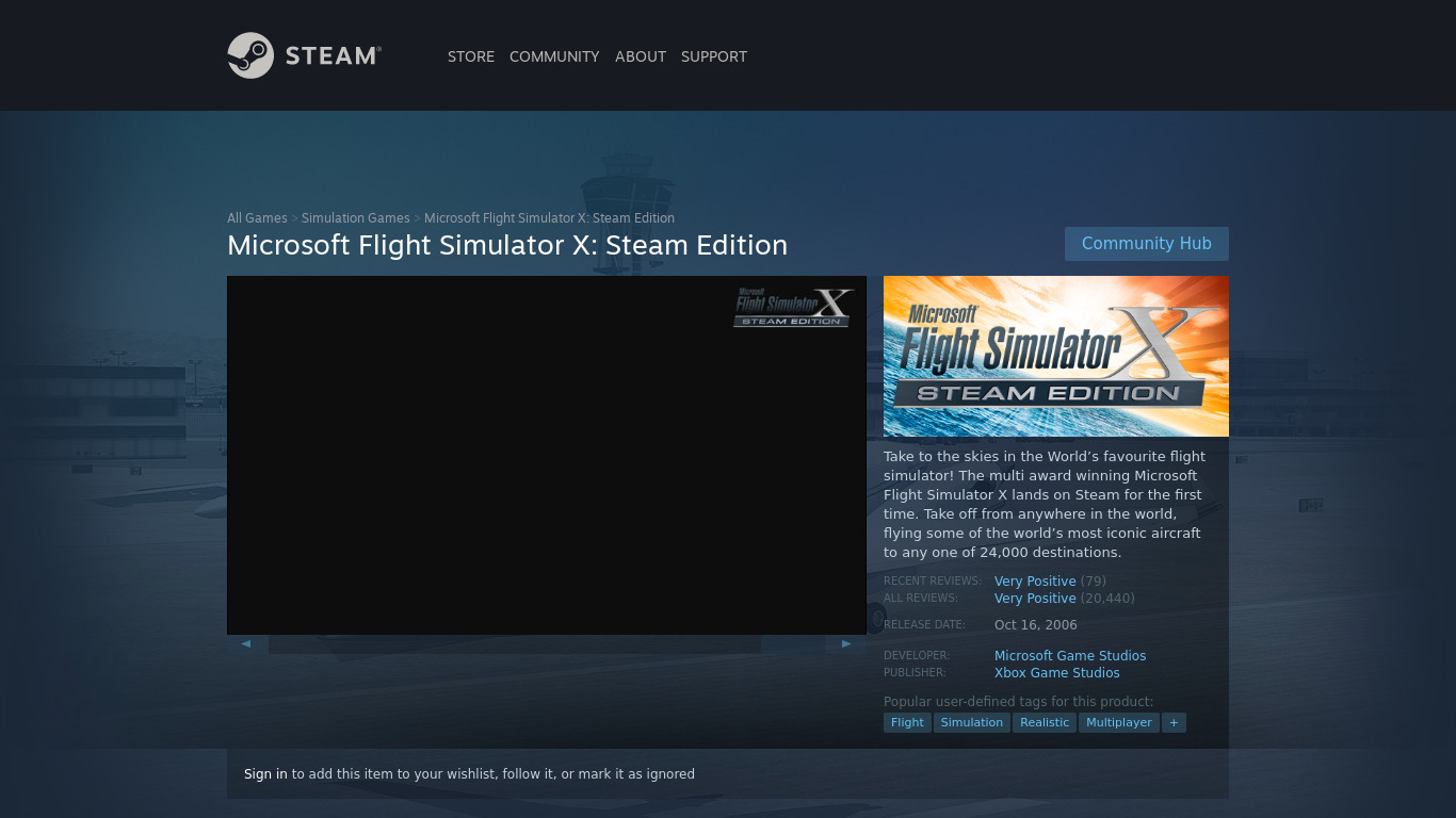 Microsoft Flight Simulator X Landing page