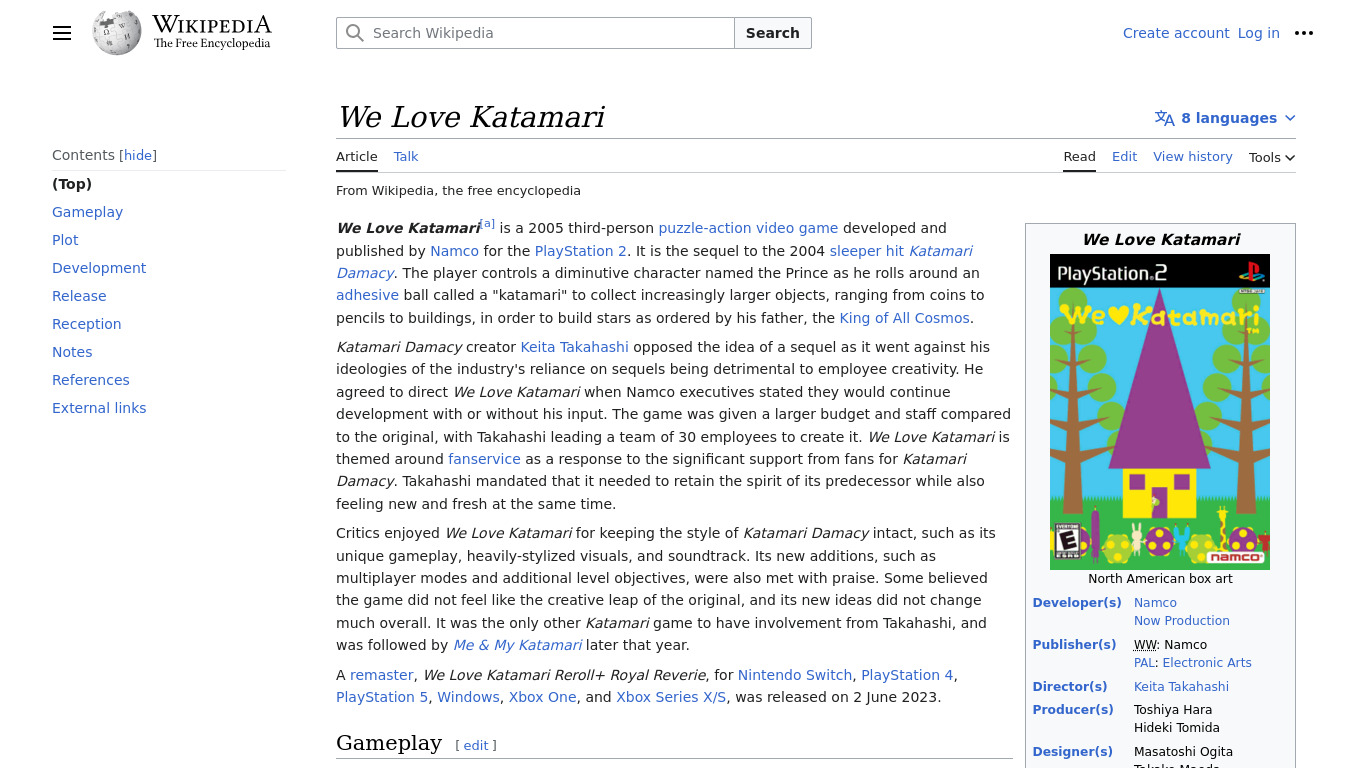We Love Katamari Landing page