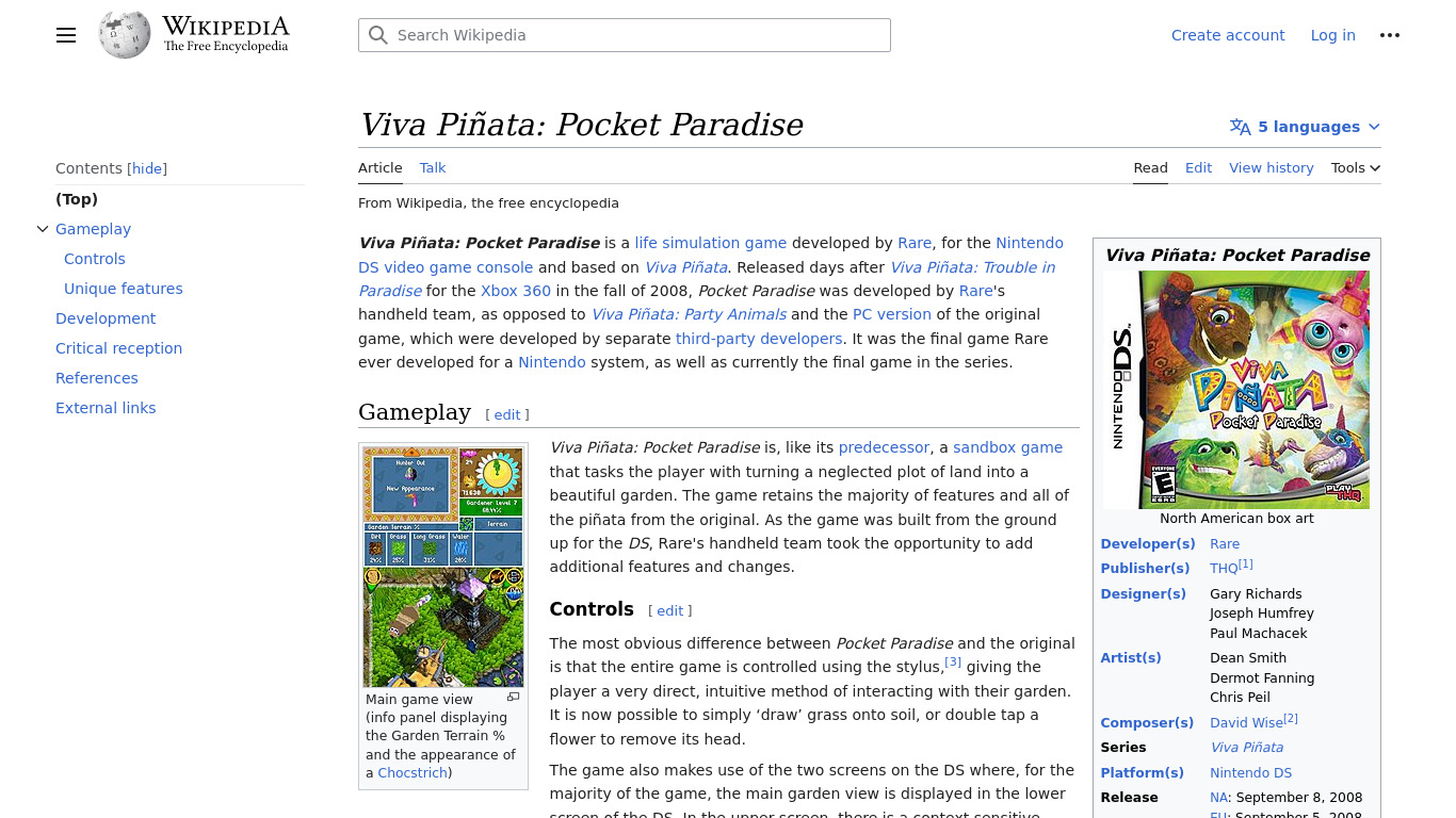Viva Piñata: Pocket Paradise Landing page