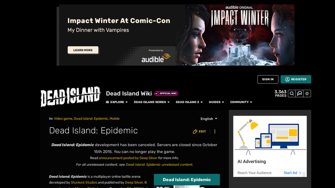 Dead Island: Epidemic Landing page