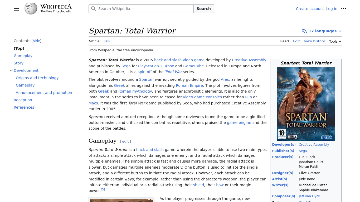 Spartan: Total Warrior Landing page