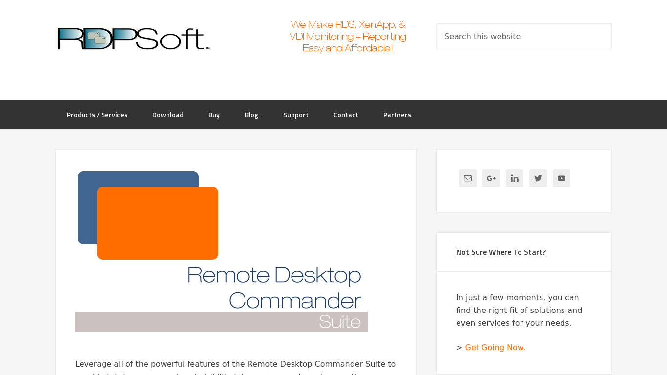 Remote Desktop Commander Suite Landing page
