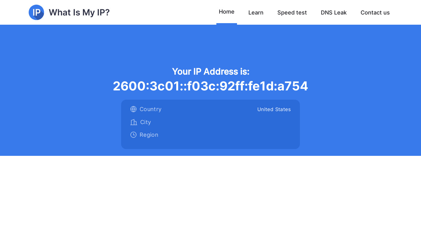 What is my IP? Landing page