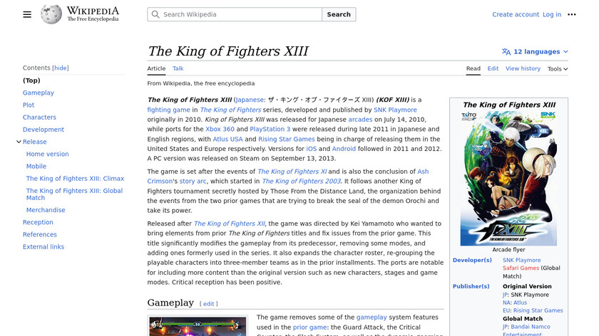 The King of Fighters 13 Landing Page