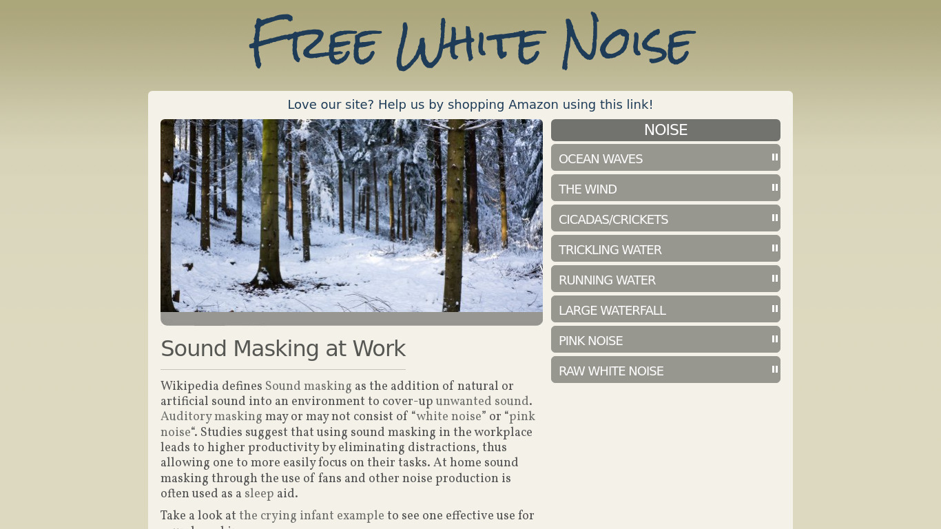 White Noise Online Landing page