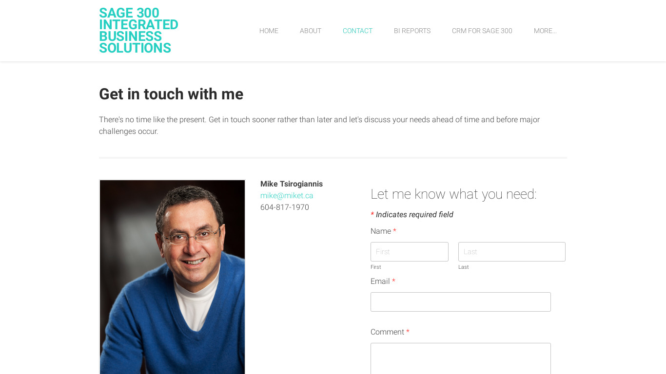 Mike Tsirogiannis Consulting Landing page