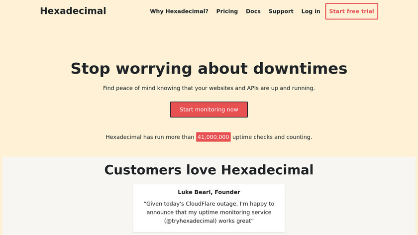 Hexadecimal Landing Page