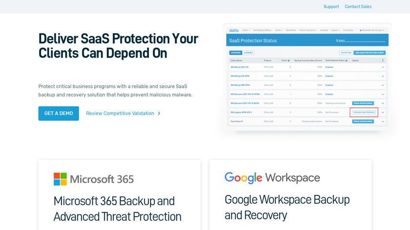 Datto SaaS Protection Landing Page