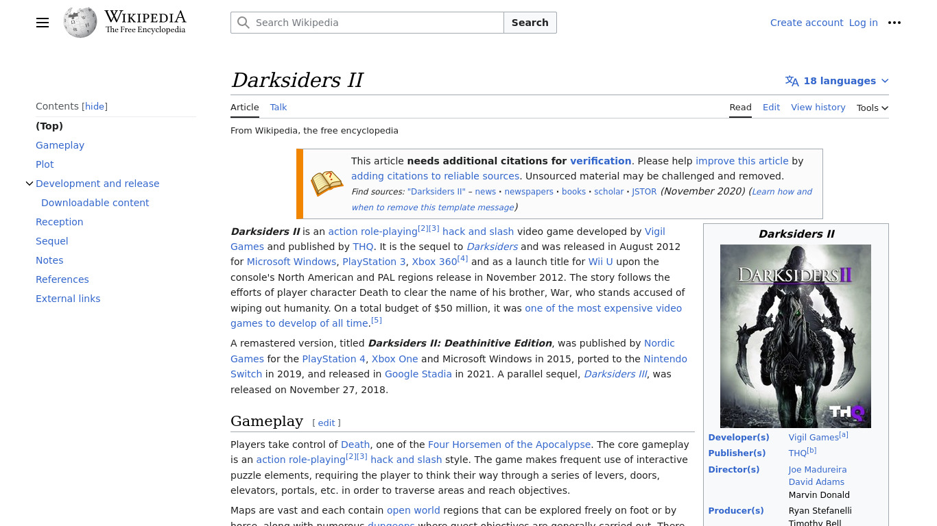 Darksiders II Landing page