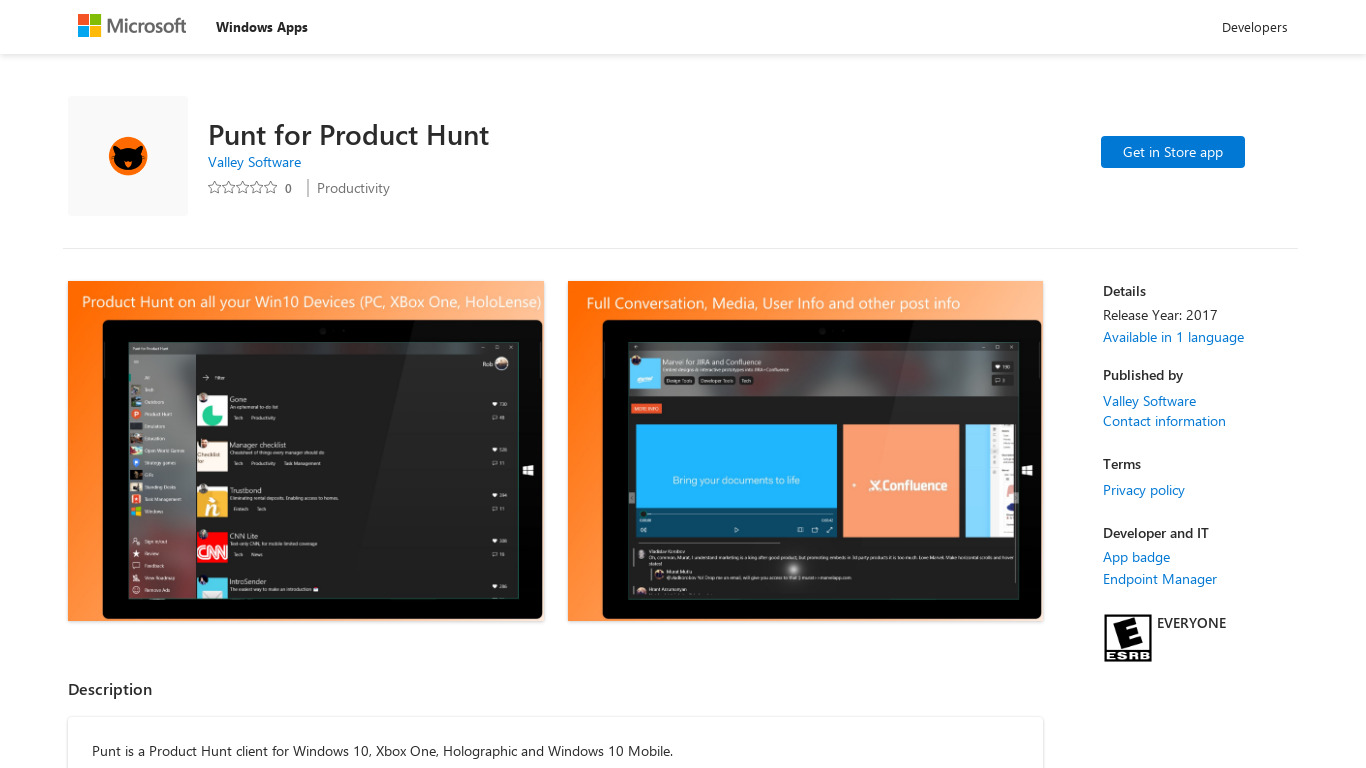 Punt for Product Hunt (Discontinued) Landing page