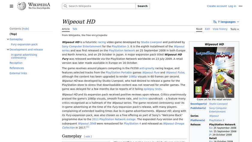 Wipeout HD Landing Page